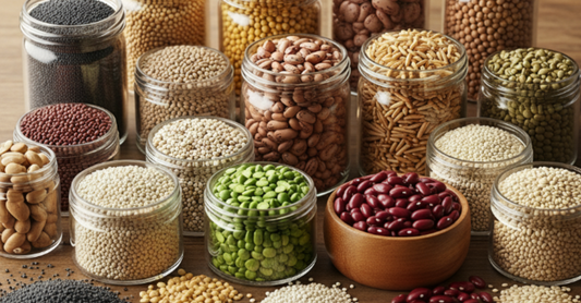 A collection of different seed varieties neatly displayed in small containers, highlighting the diversity of options available for microgreens growers.