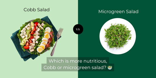 A side-by-side chart comparing the nutritional content of Cobb salad and microgreen salad.